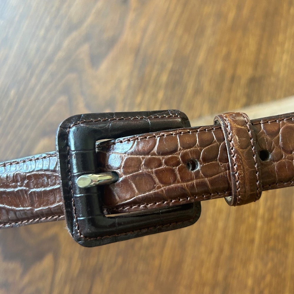 Vintage Two-toned Alligator-Embossed Leather Belt - Made in Italy